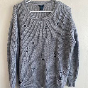 Rue 21 Gray Sweatshirt Grunge with holes